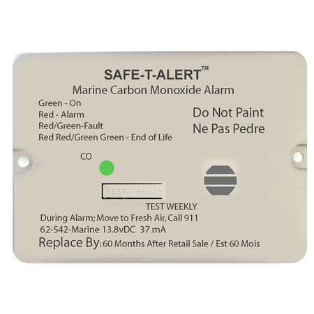 SAFE-T-ALERT Carbon Monoxide Alarm w/Relay-12V-62-542-Marine-RLY-NC-Flush Mnt-White 62-542-MARINE-RLY-NC